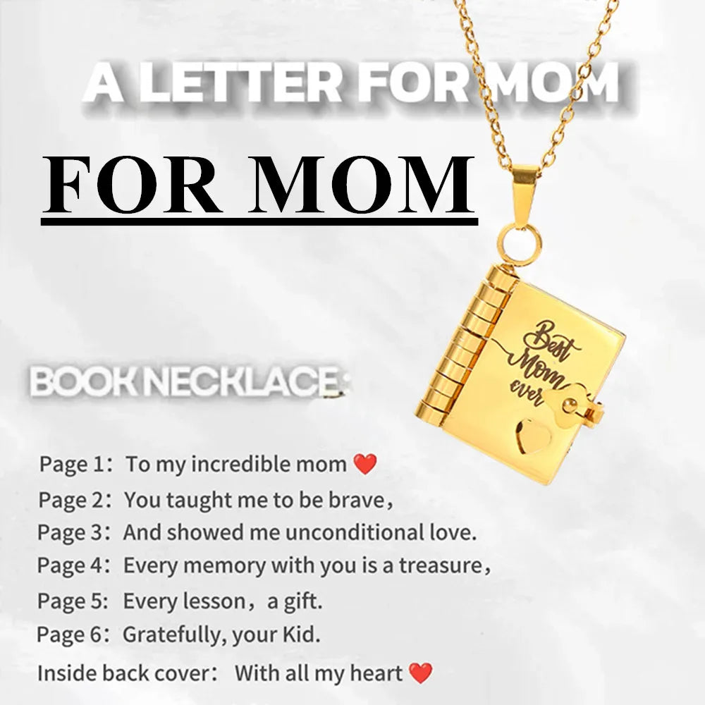 To Granddaughter Openable Book Necklace My Little Angel Star Daughter Champion Son My Pride Boy Grandson Necklace Jewelry Gift