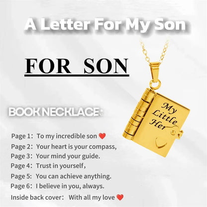 To Granddaughter Openable Book Necklace My Little Angel Star Daughter Champion Son My Pride Boy Grandson Necklace Jewelry Gift