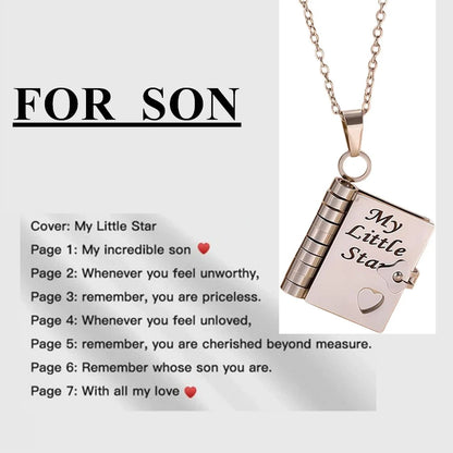 To Granddaughter Openable Book Necklace My Little Angel Star Daughter Champion Son My Pride Boy Grandson Necklace Jewelry Gift