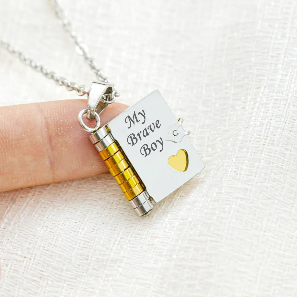 To Granddaughter Openable Book Necklace My Little Angel Star Daughter Champion Son My Pride Boy Grandson Necklace Jewelry Gift