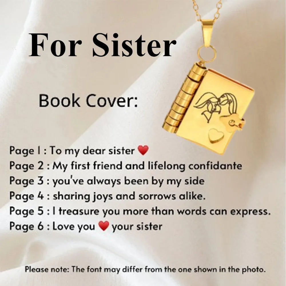 To Granddaughter Openable Book Necklace My Little Angel Star Daughter Champion Son My Pride Boy Grandson Necklace Jewelry Gift