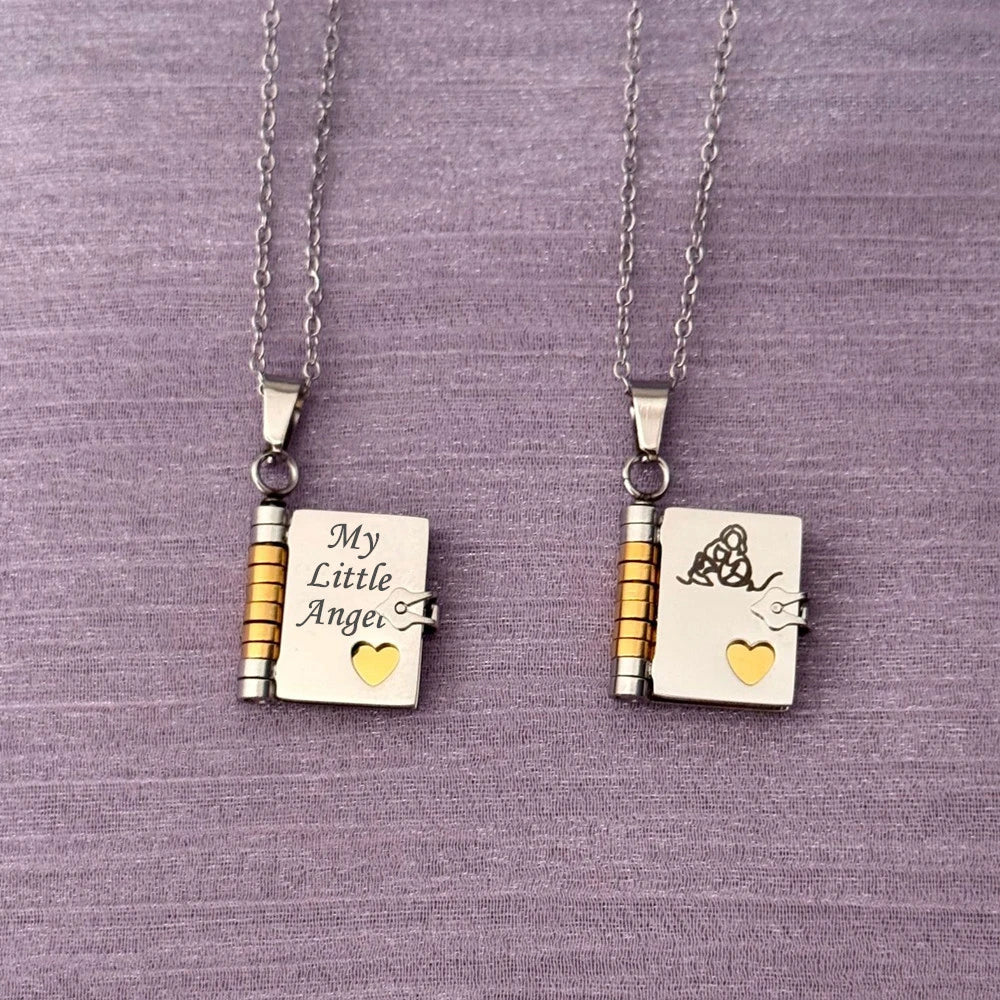 To Granddaughter Openable Book Necklace My Little Angel Star Daughter Champion Son My Pride Boy Grandson Necklace Jewelry Gift
