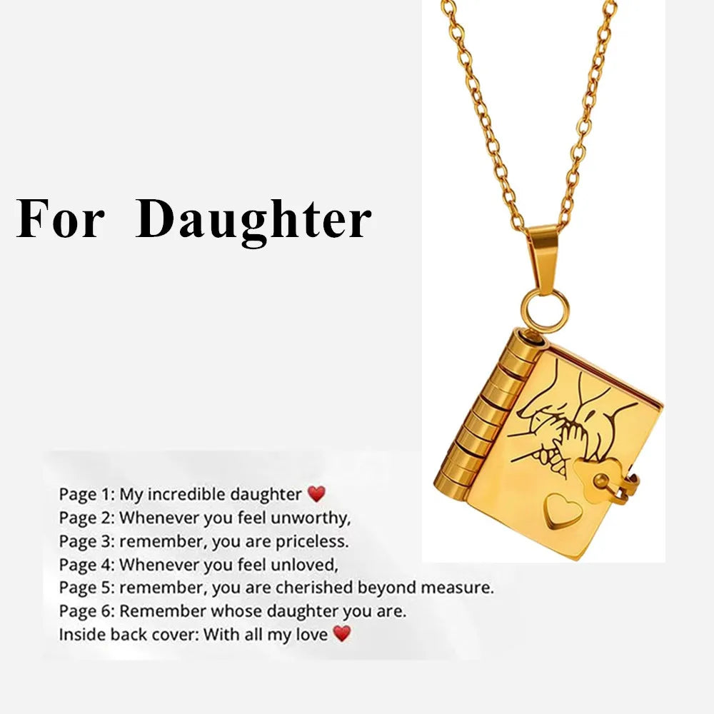 To Granddaughter Openable Book Necklace My Little Angel Star Daughter Champion Son My Pride Boy Grandson Necklace Jewelry Gift
