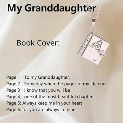To Granddaughter Openable Book Necklace My Little Angel Star Daughter Champion Son My Pride Boy Grandson Necklace Jewelry Gift