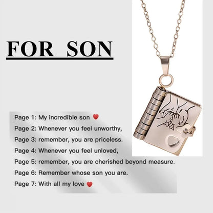 To Granddaughter Openable Book Necklace My Little Angel Star Daughter Champion Son My Pride Boy Grandson Necklace Jewelry Gift