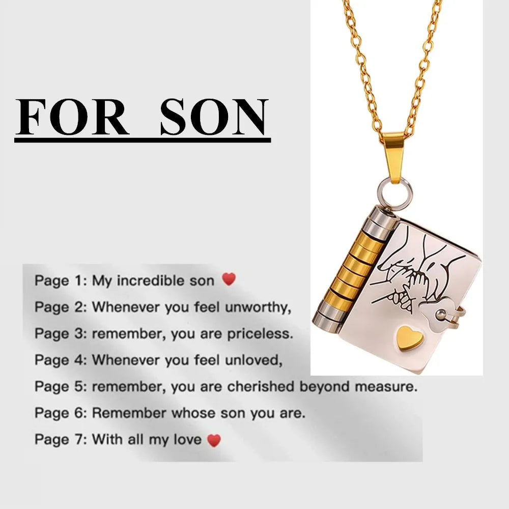 To Granddaughter Openable Book Necklace My Little Angel Star Daughter Champion Son My Pride Boy Grandson Necklace Jewelry Gift