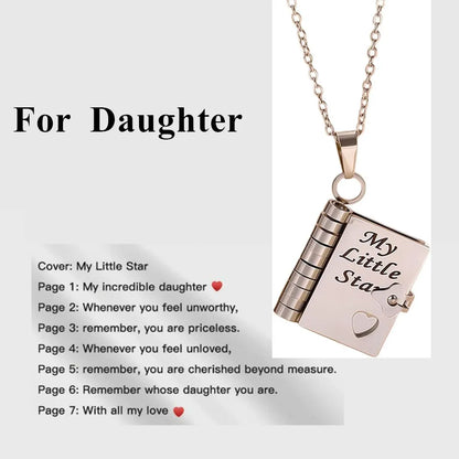 To Granddaughter Openable Book Necklace My Little Angel Star Daughter Champion Son My Pride Boy Grandson Necklace Jewelry Gift