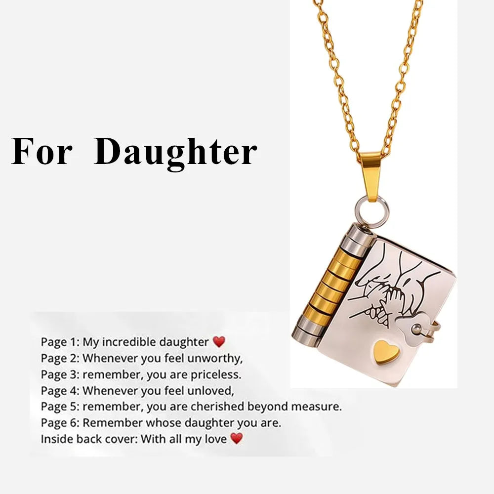 To Granddaughter Openable Book Necklace My Little Angel Star Daughter Champion Son My Pride Boy Grandson Necklace Jewelry Gift