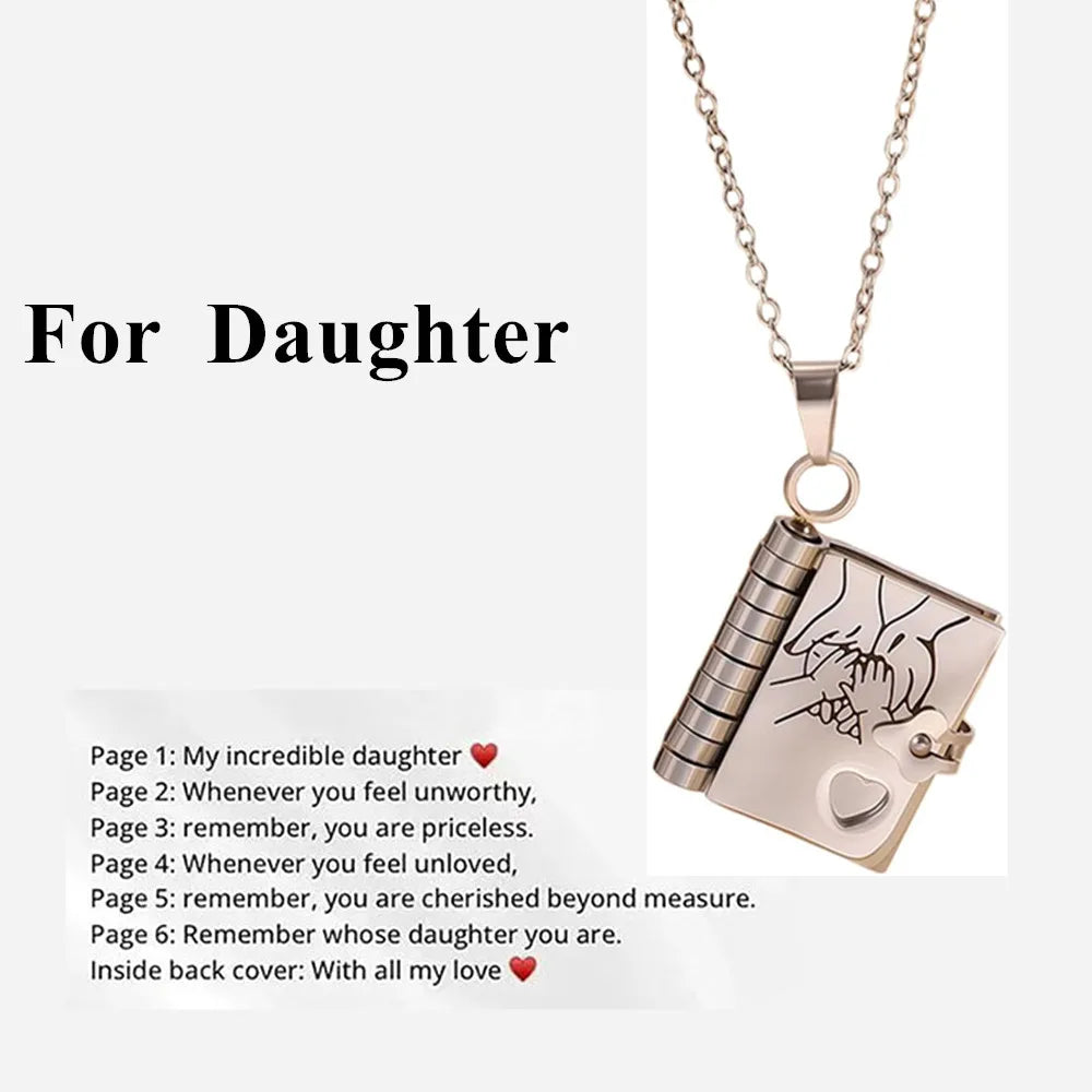 To Granddaughter Openable Book Necklace My Little Angel Star Daughter Champion Son My Pride Boy Grandson Necklace Jewelry Gift